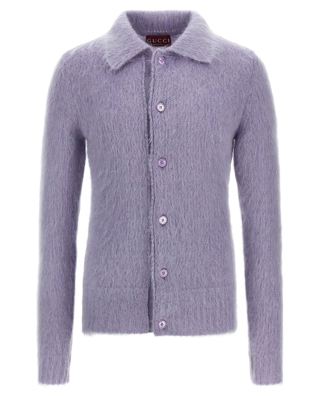 Gucci Purple Brushed Mohair Blend Cardigan