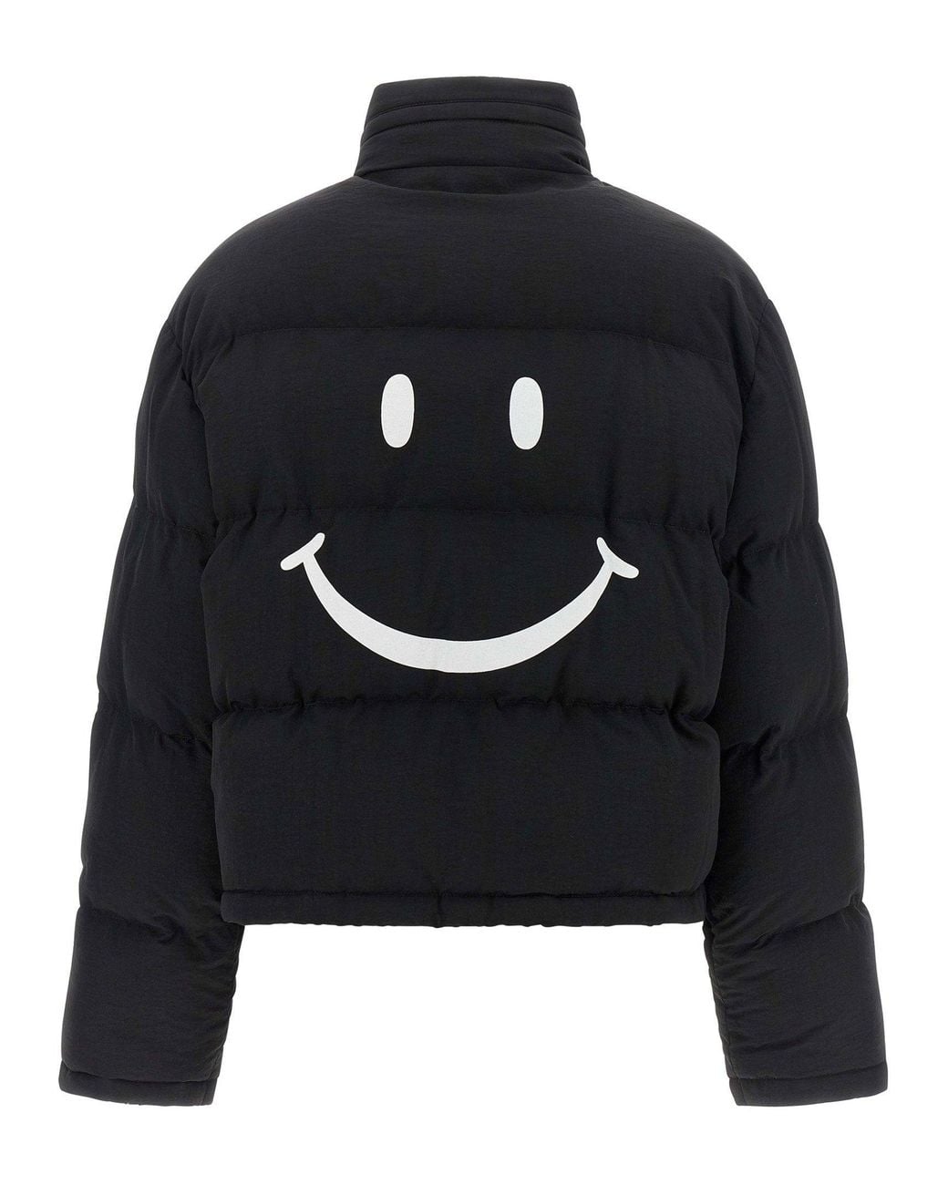 Moschino Black Logo-Print Quilted Puffer Jacket