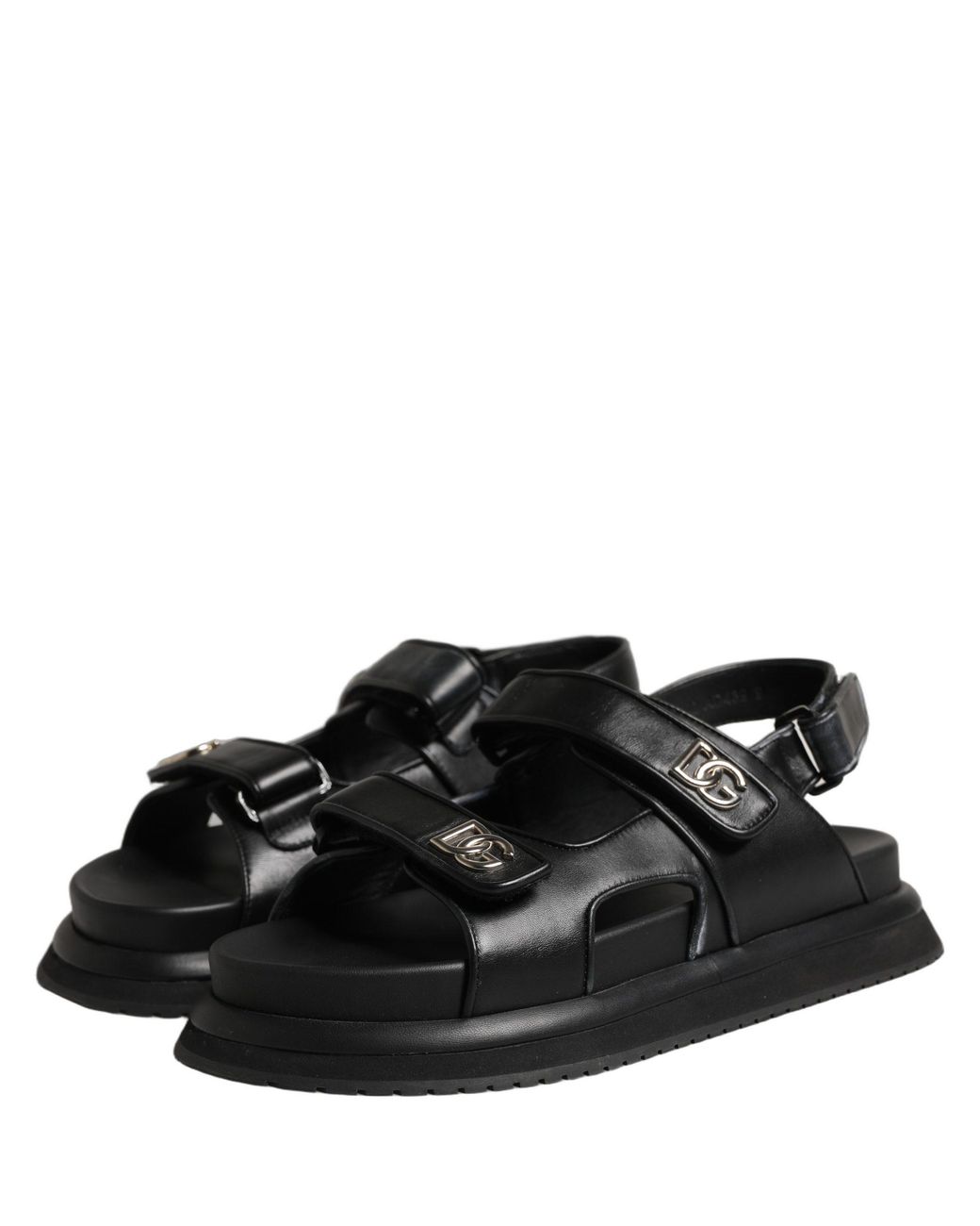 Dolce & Gabbana Black Dg Logo Sandals Flats Slippers Shoes for men