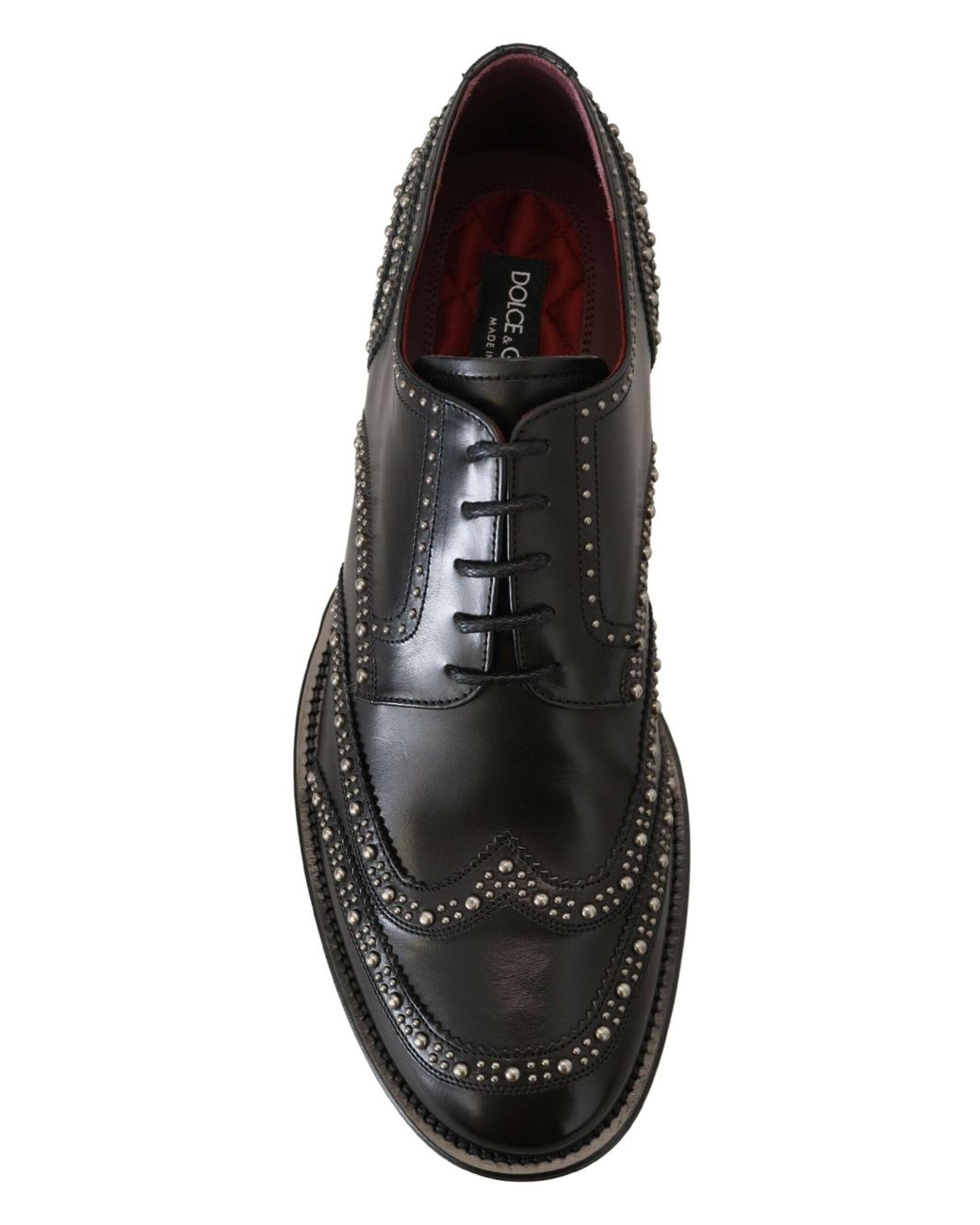 Dolce & Gabbana Black Elegant Studded Derby Shoes for men