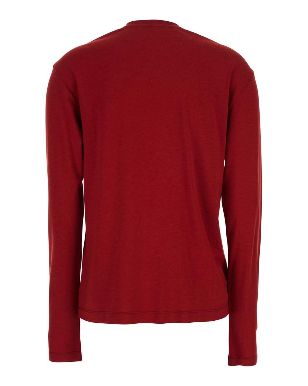 Totême Red T-Shirt Crew Neck Long Sleeve Lyocell T-Shirts & Jerseys