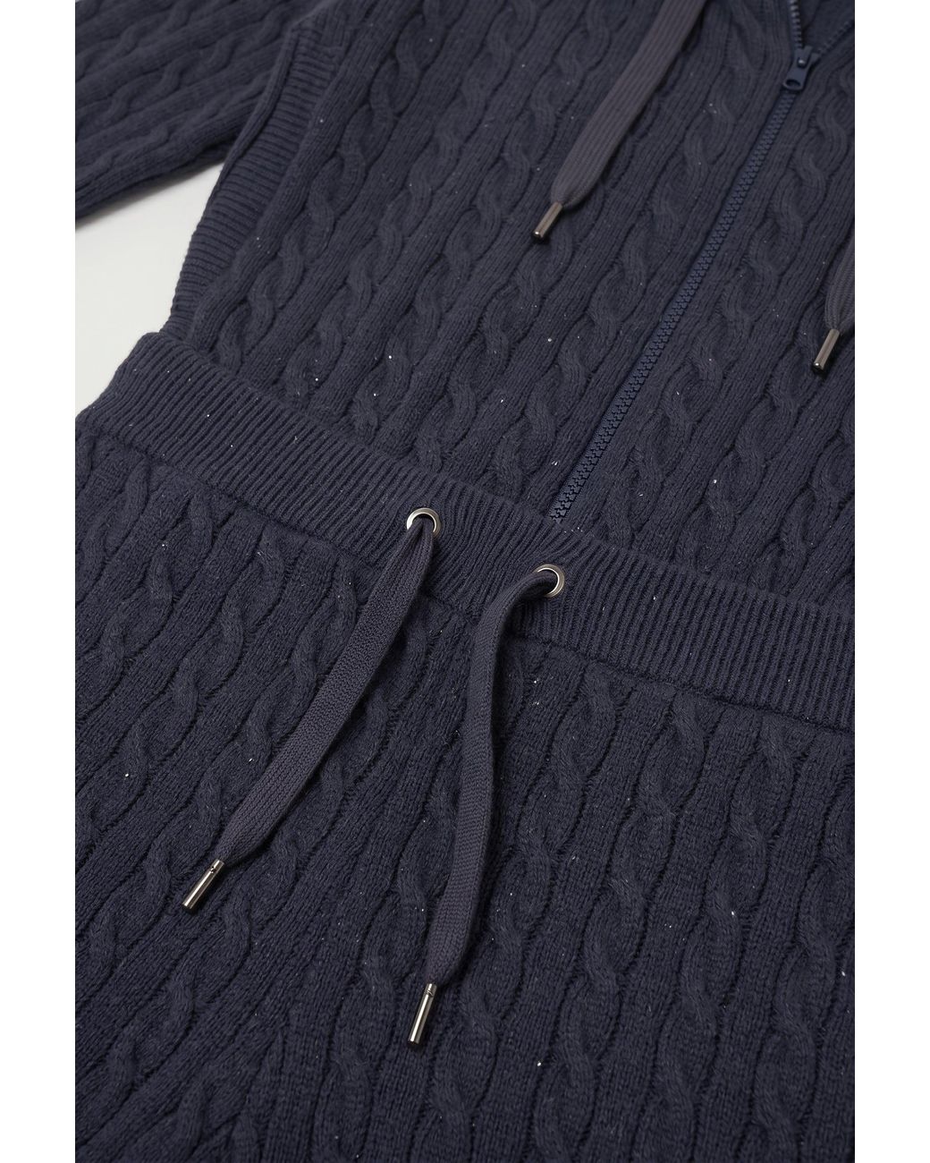 Brunello Cucinelli Blue Dark Cable Knit Trousers