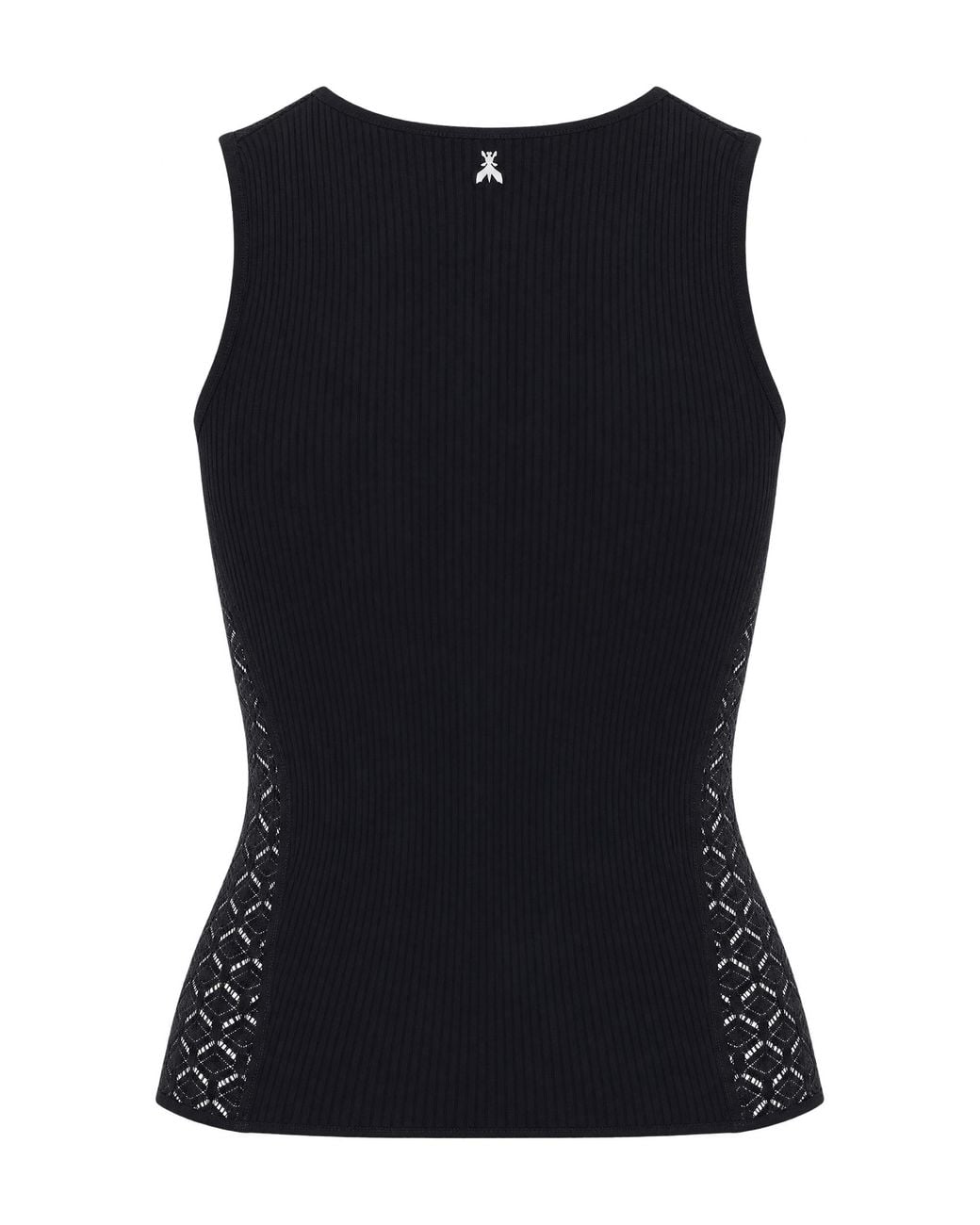 Patrizia Pepe Black Sleeveless Ribbed Lace Top Main Fabric: Polyamide Sweater