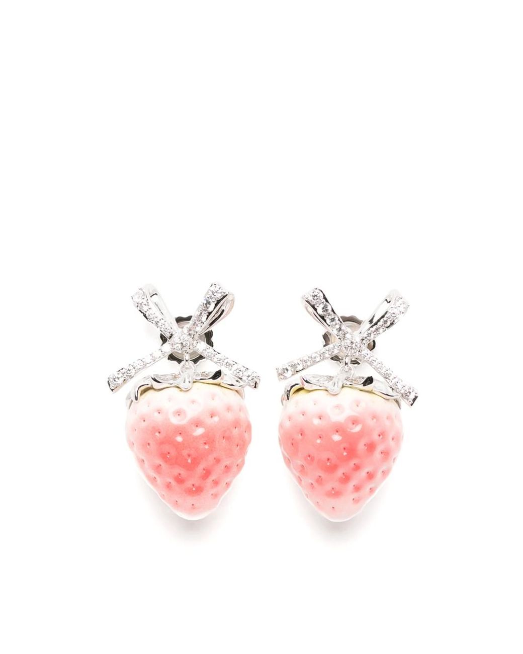 YVMIN Pink Strawberry Bowknot Earrings