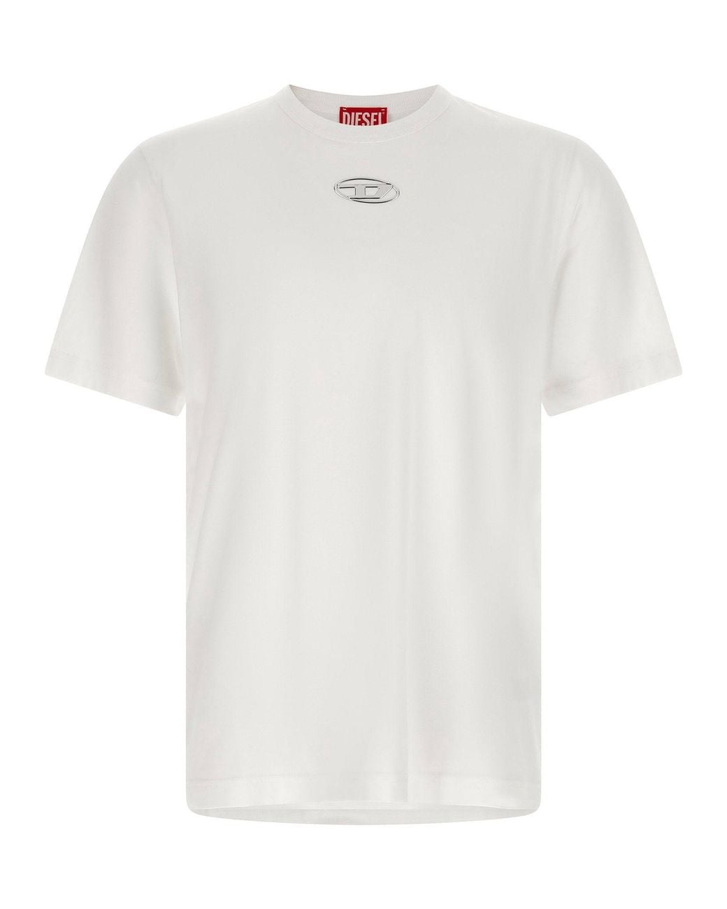 DIESEL White Logo-Embossed Cotton T-Shirt for men