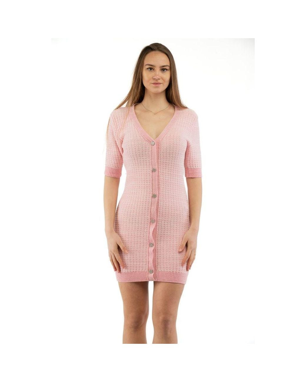 Moschino Pink Moschino Ribbed Viscose Blend Cardigan