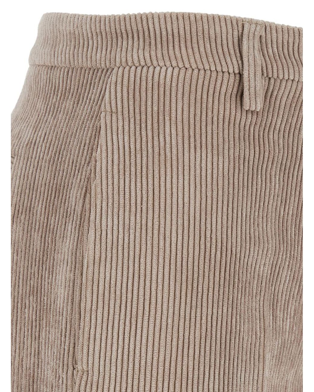 Le Plain Gray Corduroy Straight-Leg Pants Cotton Trousers