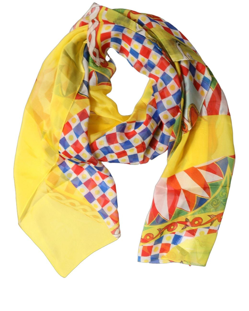 Dolce & Gabbana Multicolor Silk Carretto Foulard Scarf