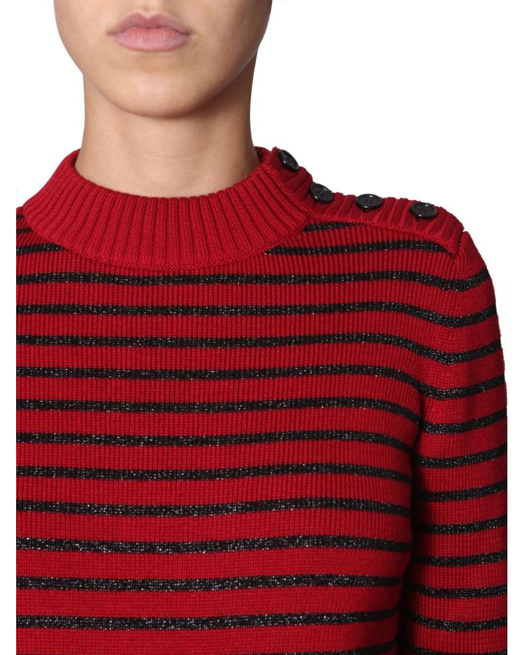 Saint Laurent Red Saint Laurent Crew Neck Cotton Blend Sweater