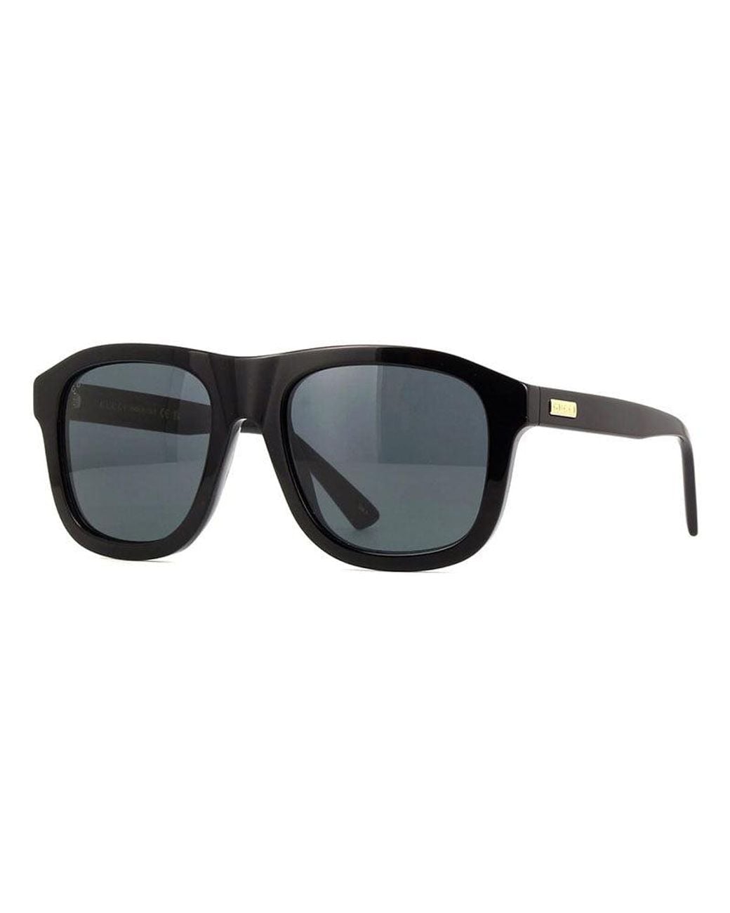 Gucci Black Sunglasses Aviator Full Rim, Striated Havana Frame And With Gunmetal Mirror Lens Gg1316S003 for men