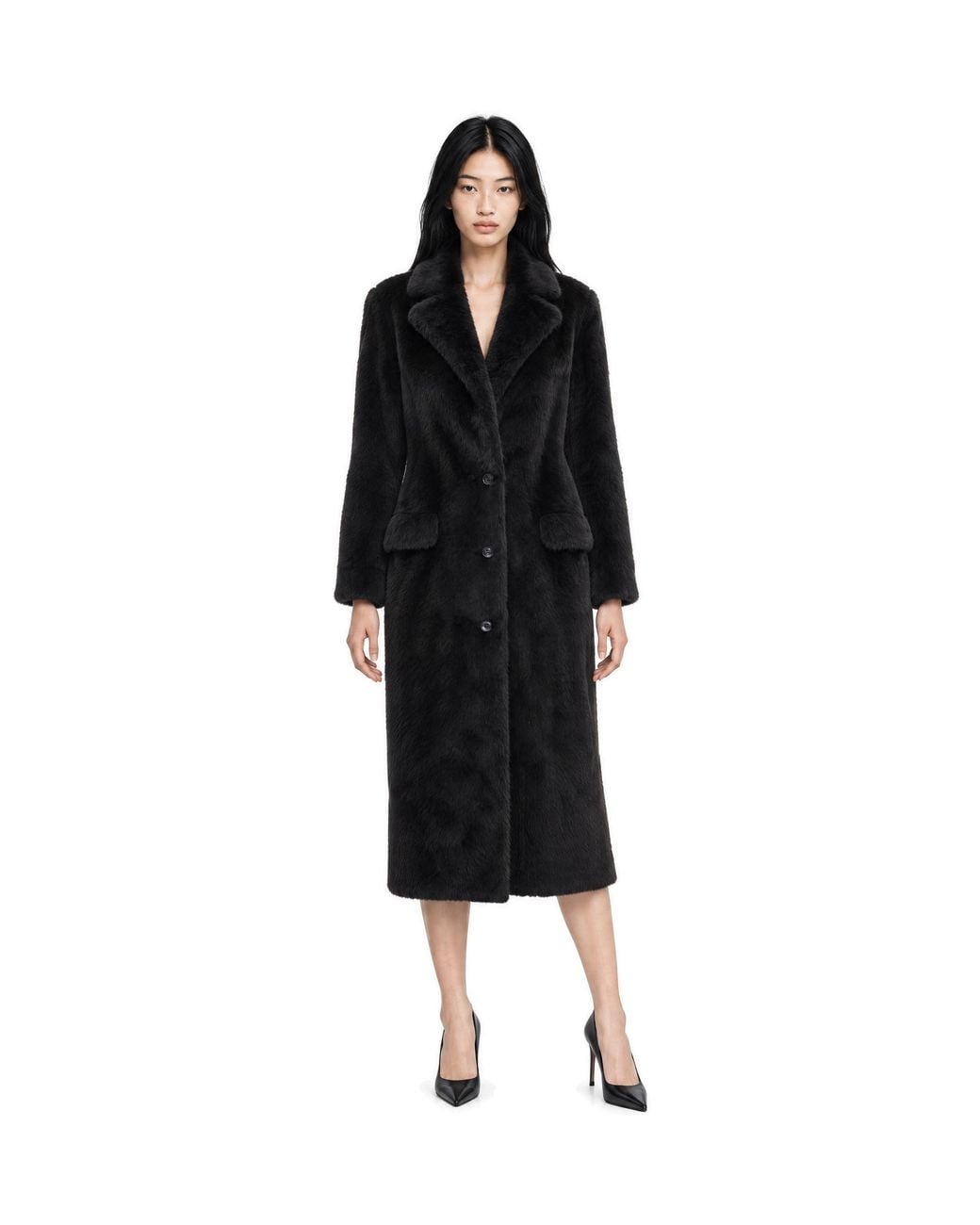 Stand Studio Black Faux Fur Emmie Coat Jacket