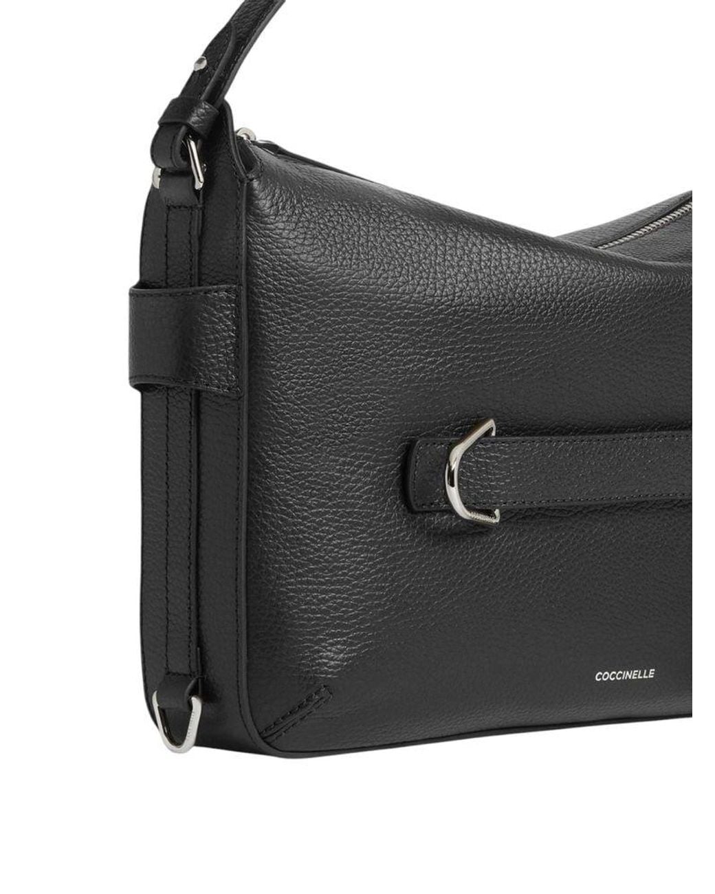 Coccinelle Black Hobo Bag Grained Leather
