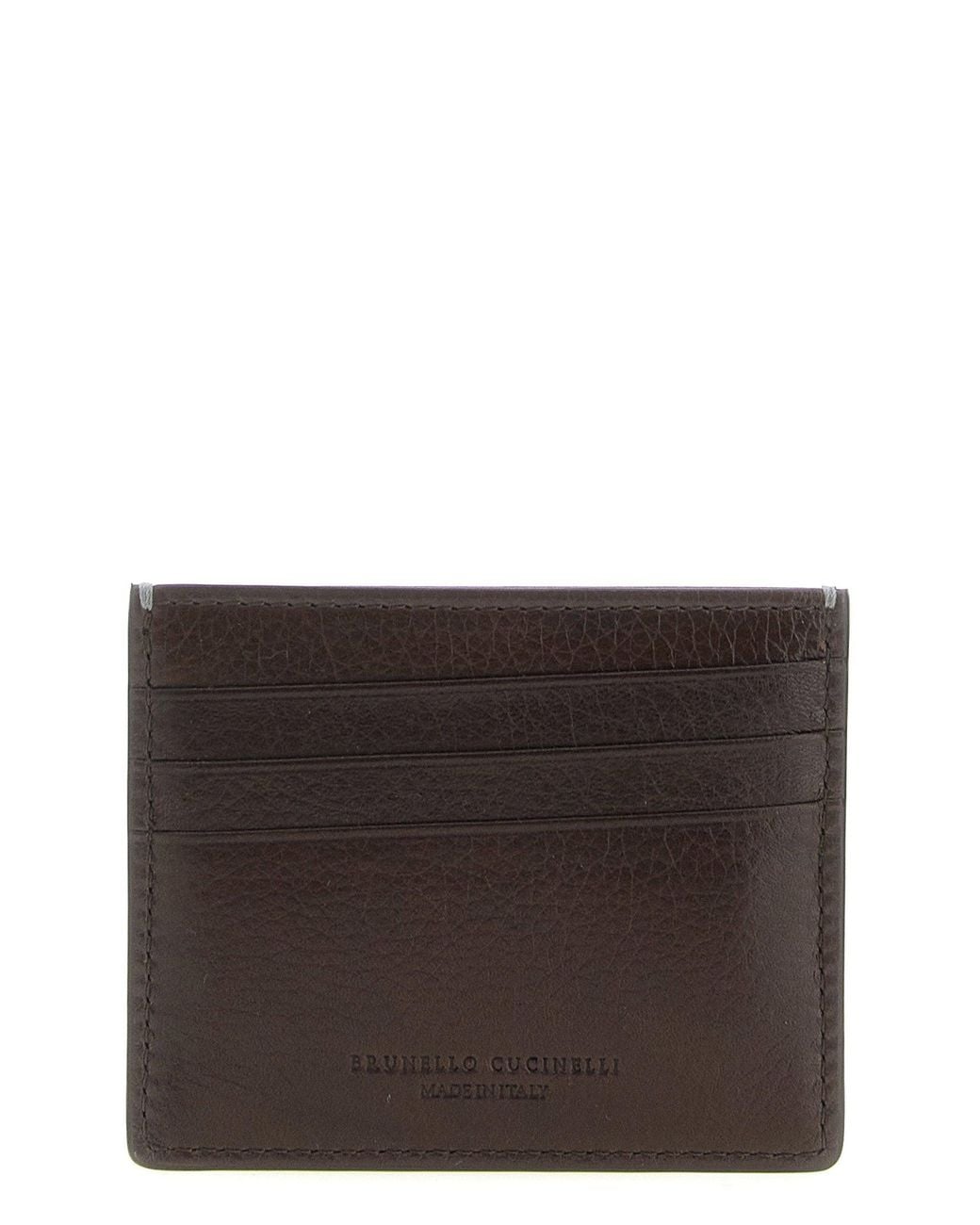 Brunello Cucinelli Brown Leather Card Case for men