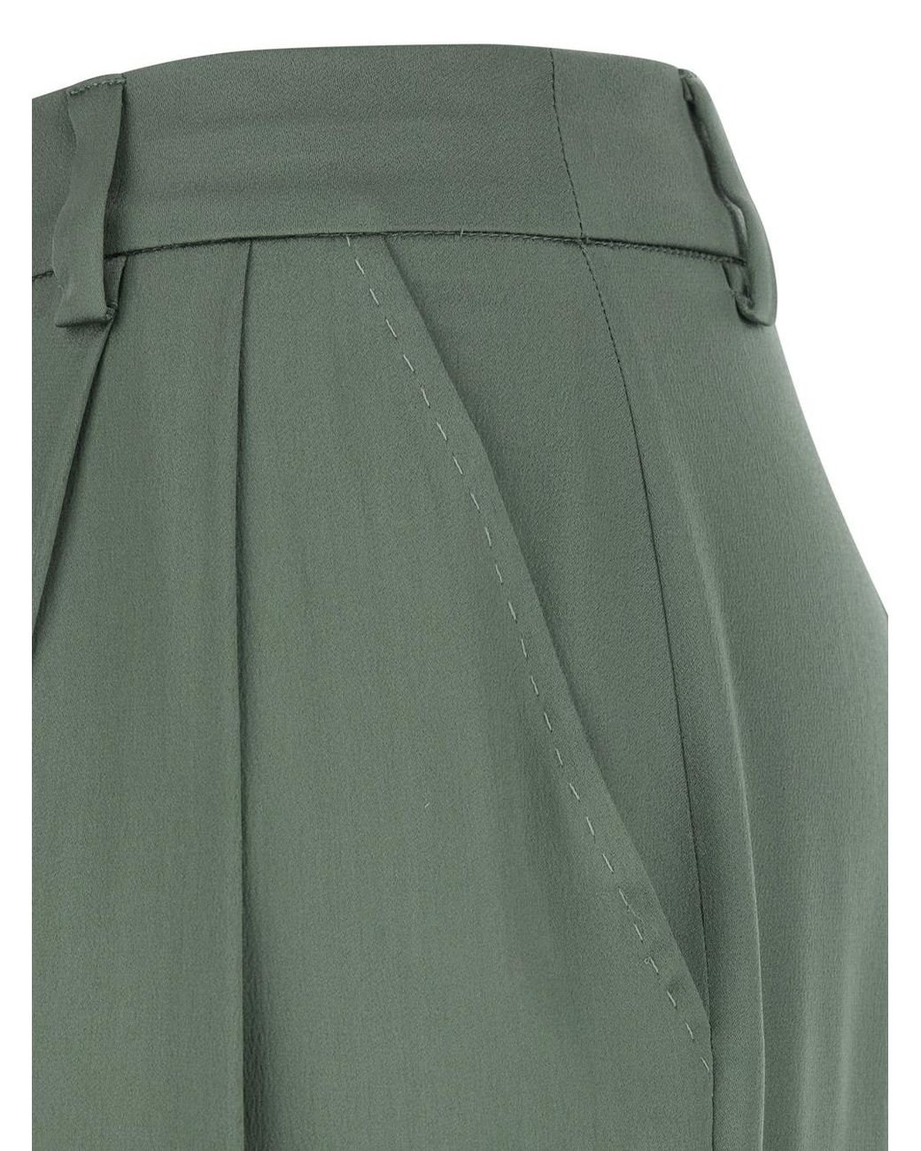 Semicouture Green Pants With Front Pleats And Hidden Closure