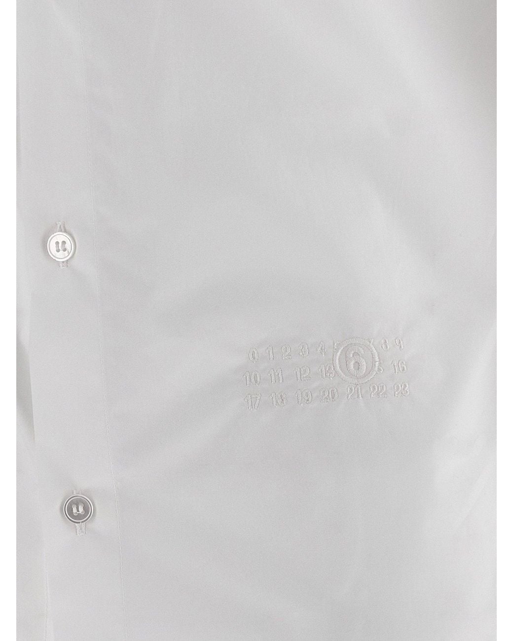 MM6 by Maison Margiela White Numeric Signature Embroidered Shirt