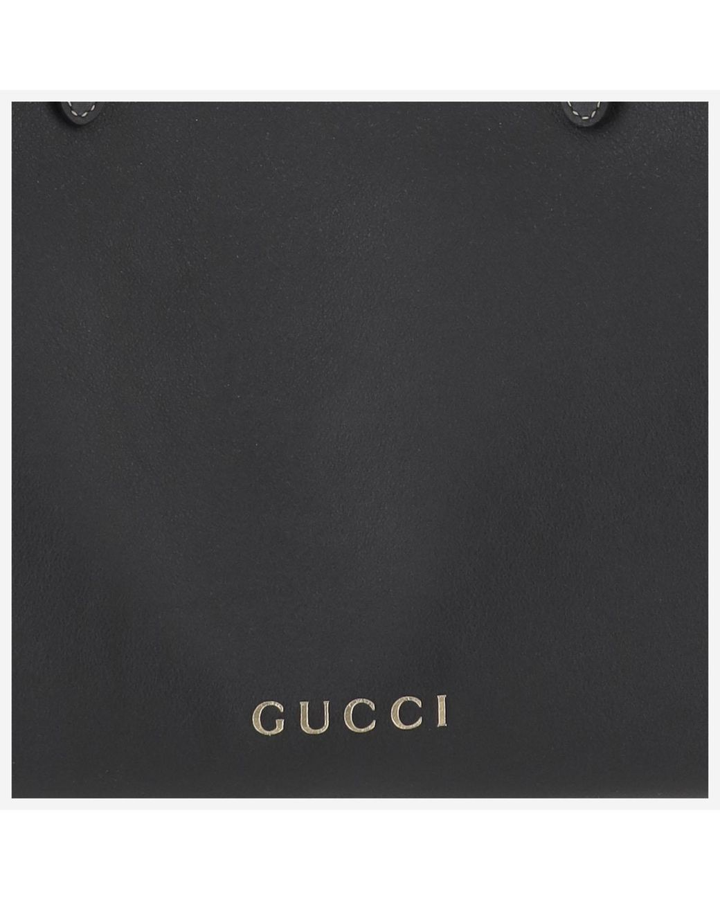 Gucci Black Medium Gg Emblem Shopping Bag Leather Handbags