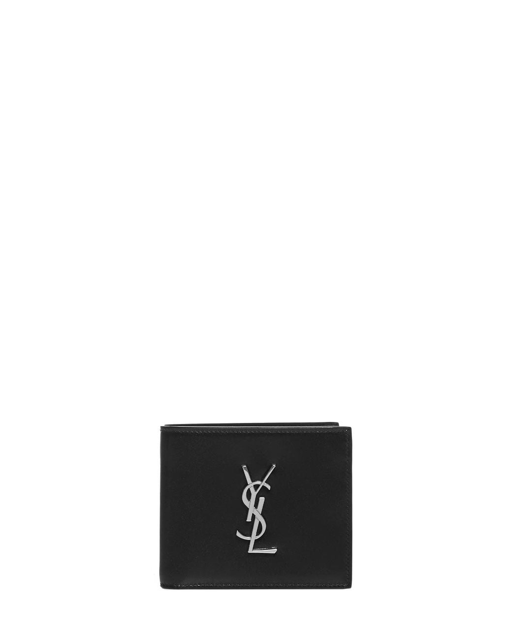 Saint Laurent White Calf Leather East/West Monogram Wallet for men