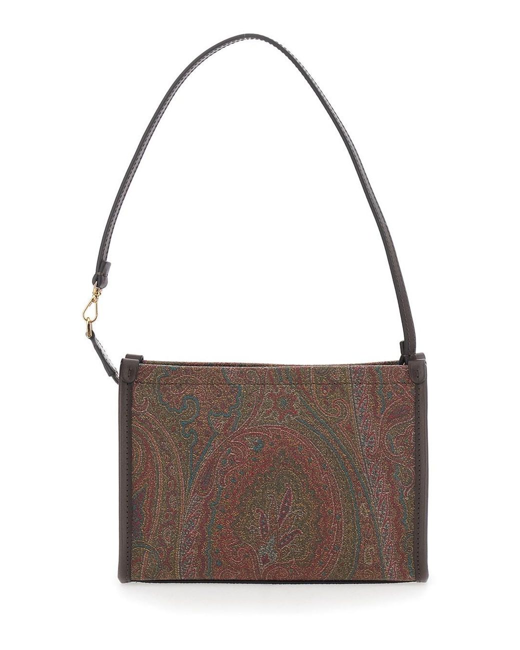 Etro Brown Arnica Clutch With Embroidered Logo On The Front And All-Over Motif