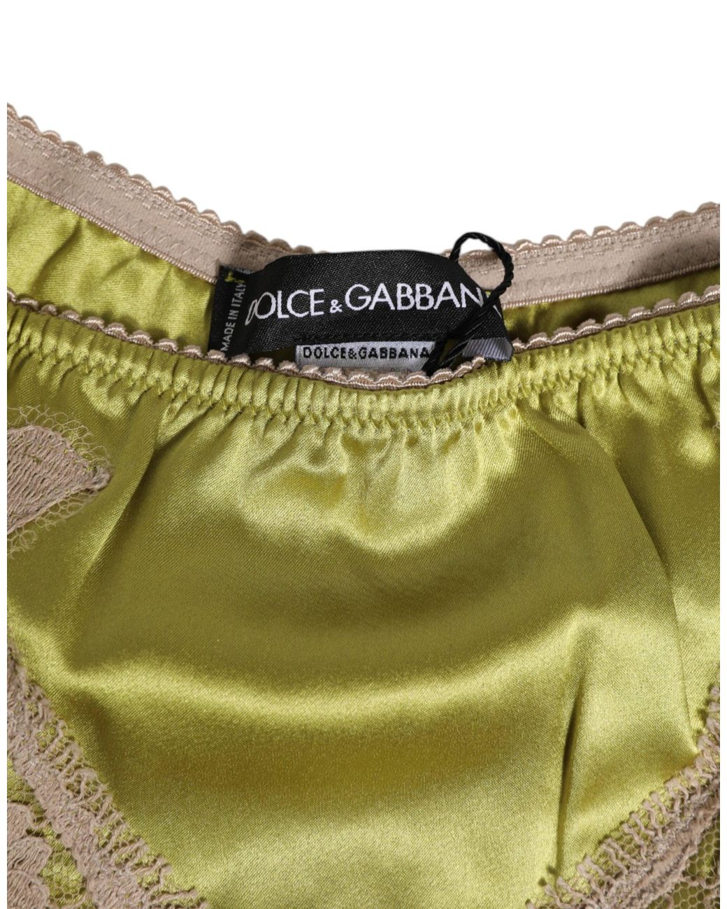 Dolce & Gabbana Green Silk Satin Lace Trim New Slip Underwear Clothing