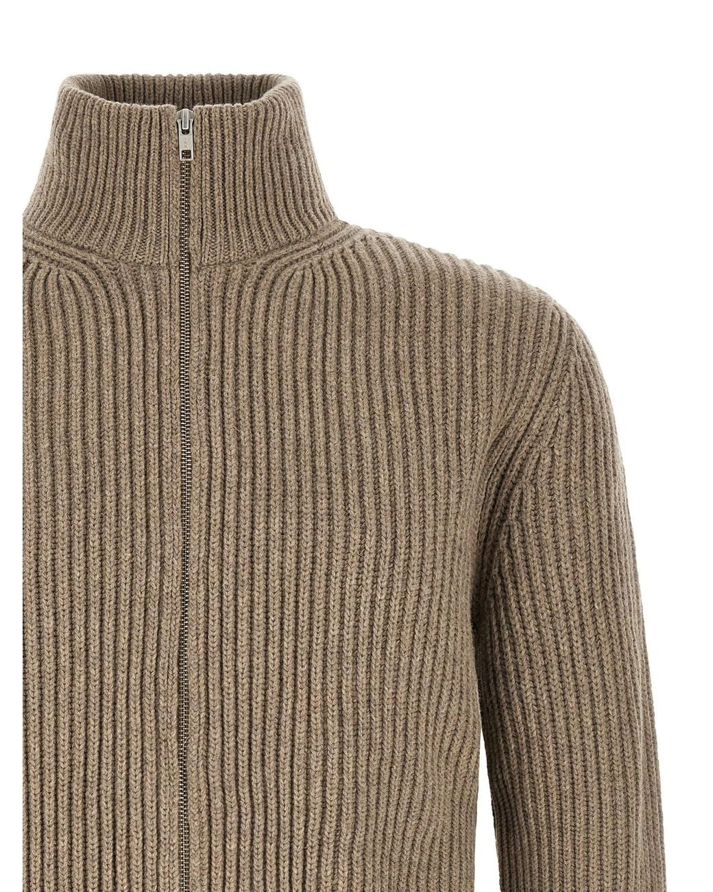 MM6 by Maison Margiela Brown Ribbed Wool Blend Jacket
