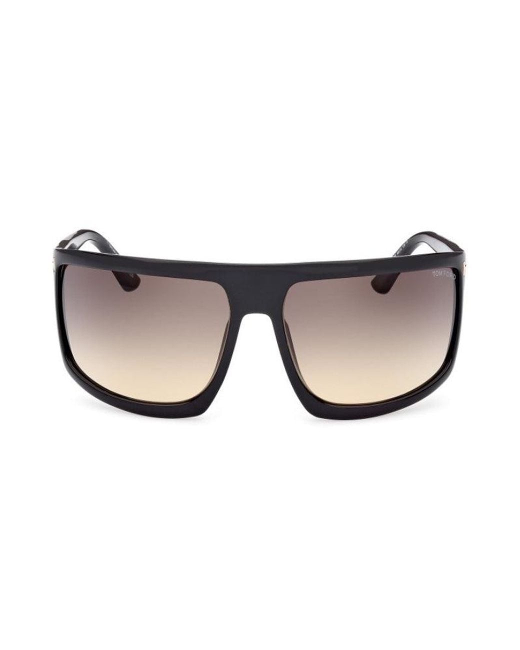 Tom Ford Blue Sunglasses Shield Full Rim, Shiny Frame And Gradient Smoke Lens Ft106601B for men