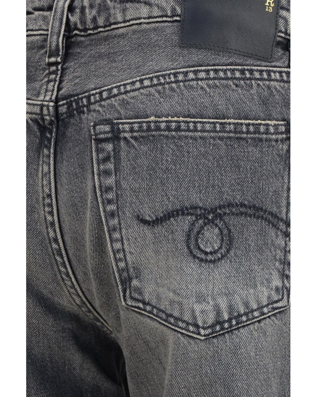 R13 Gray Straight Mid Rise Jeans