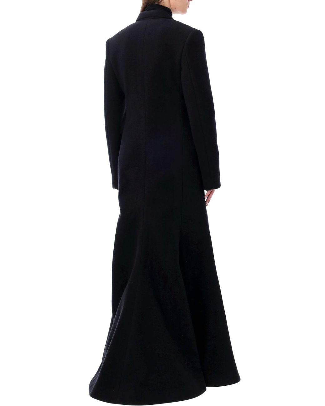 Balenciaga Black Wool Maxi Godet Coat