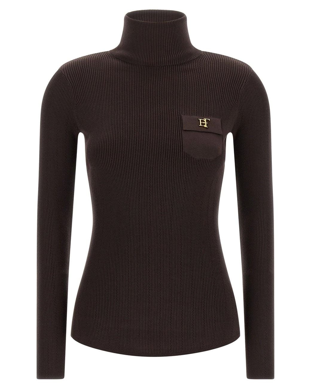 Elisabetta Franchi Black Ribbed Turtleneck Sweater