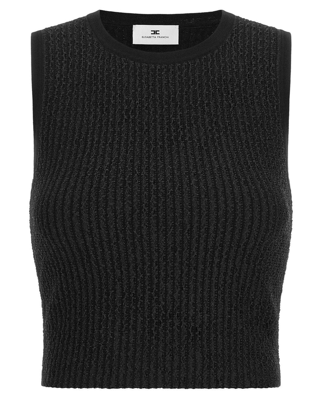 Elisabetta Franchi Black Ribbed Knit Tank Top