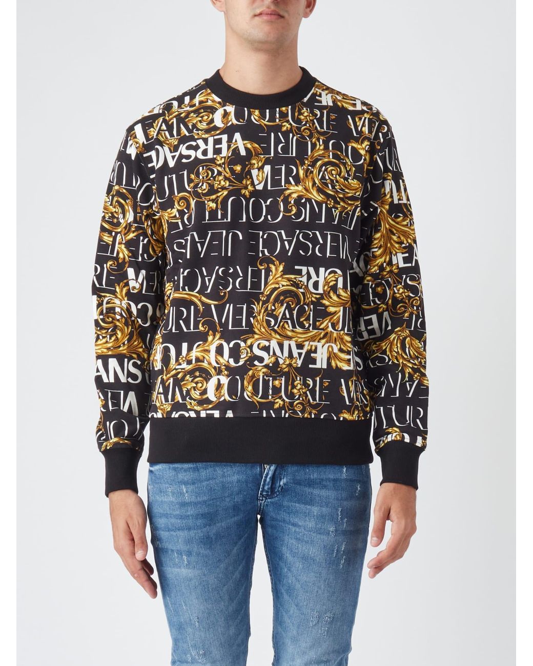 Versace Jeans Couture Print Logo Baroque Sweatshirt Sweatshirt in Black for  Men | Lyst