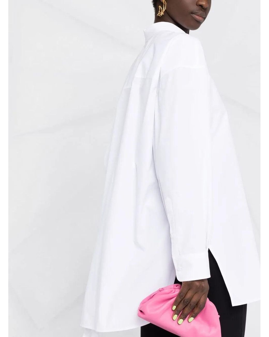 Valentino White Cape-Style Buttoned Shirt
