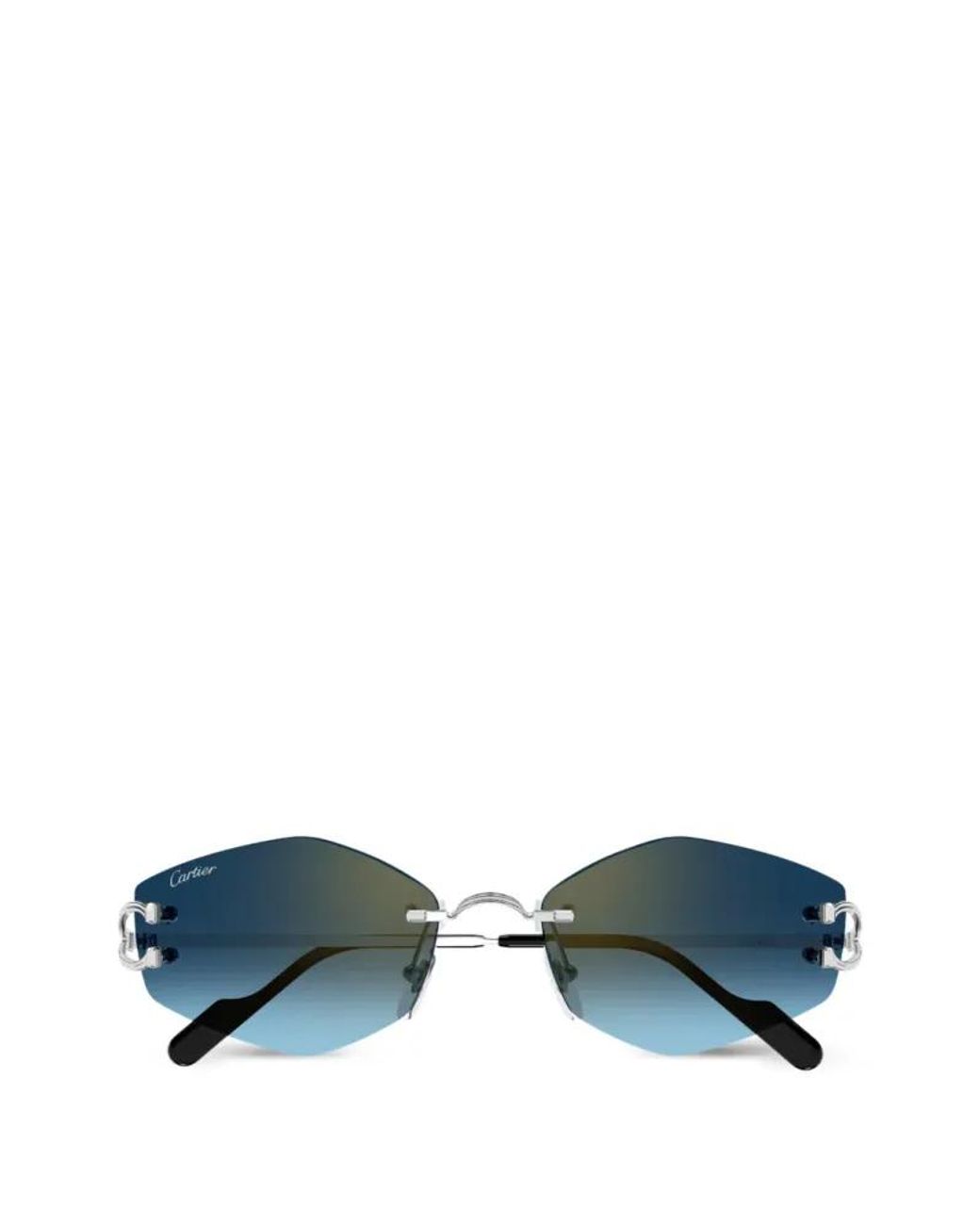Cartier Blue Rimless Geometric-Frame Sunglasses
