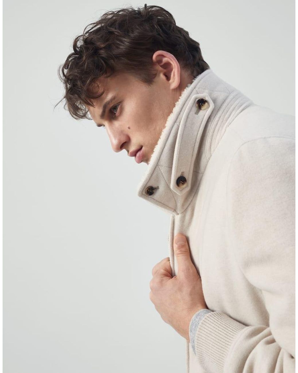 Brunello Cucinelli Blue Wool Bomber Jacket Clothing for men
