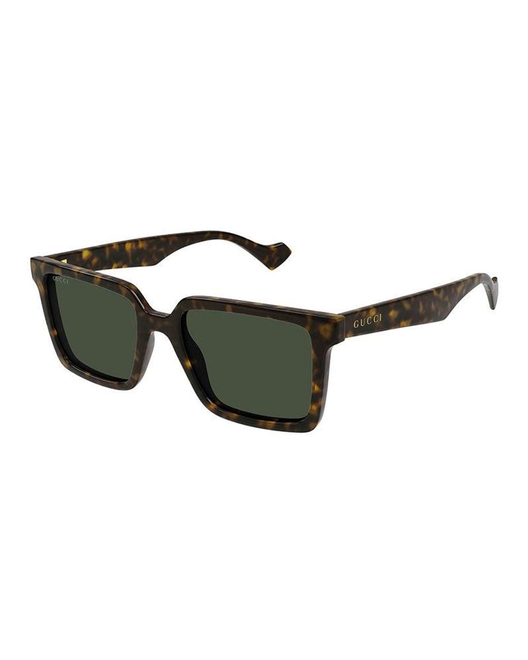 Gucci Green Sunglasses Square Full Rim, Dark Havana Frame And Bottle Lens Gg1540S002 for men