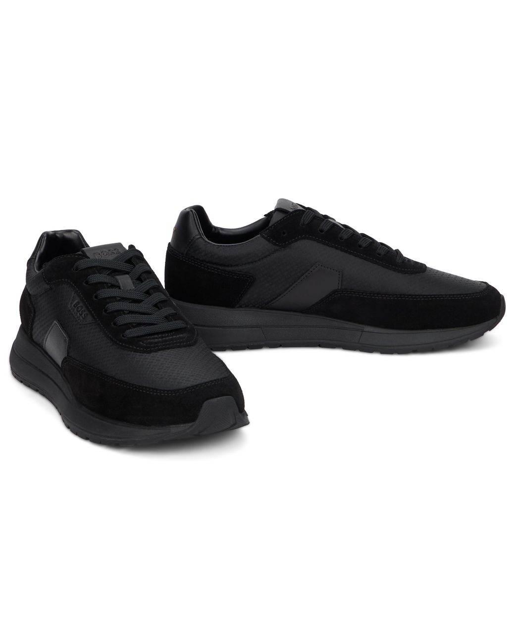 Boss Black Low-Top Leather And Fabric Sneakers Calfskin Trainers for men
