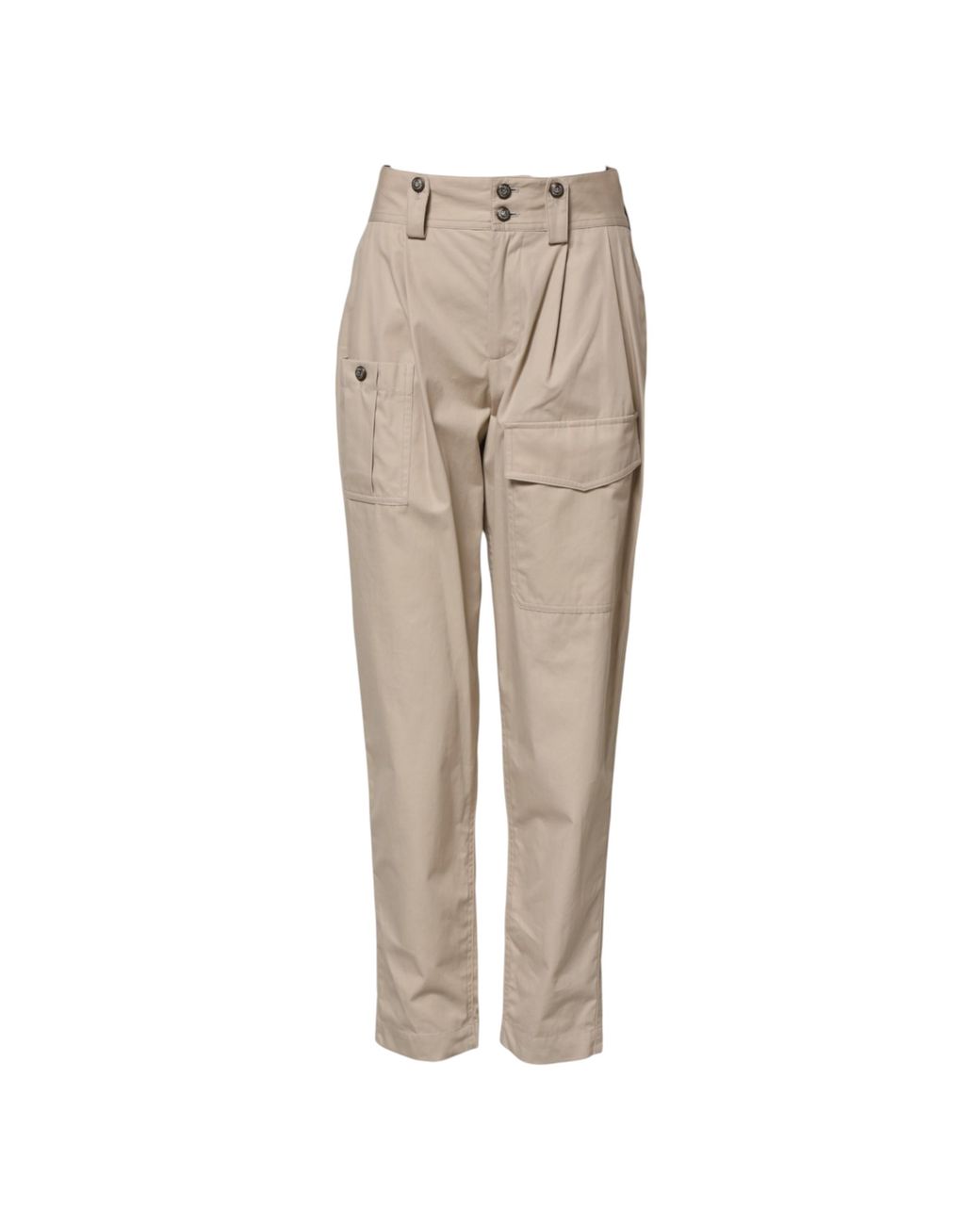 Dolce & Gabbana Natural Beige Cotton High Waisted Pants