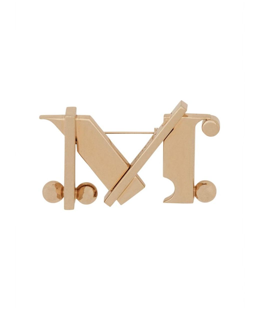 Max Mara White Brooch Monogram Metal Brooches & Pins