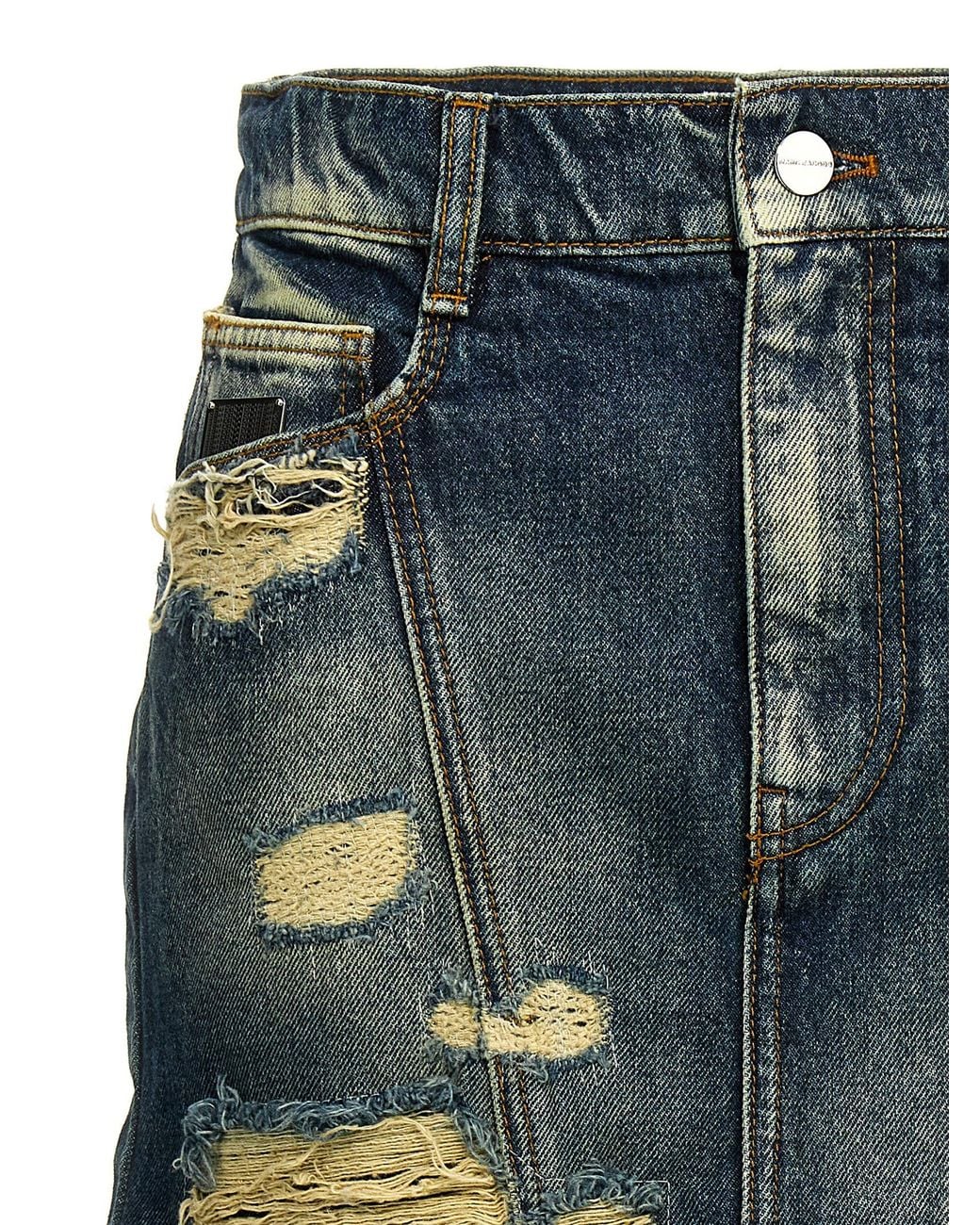 Marc Jacobs Blue 'The Rip And Repair Straight Jean' Skirt