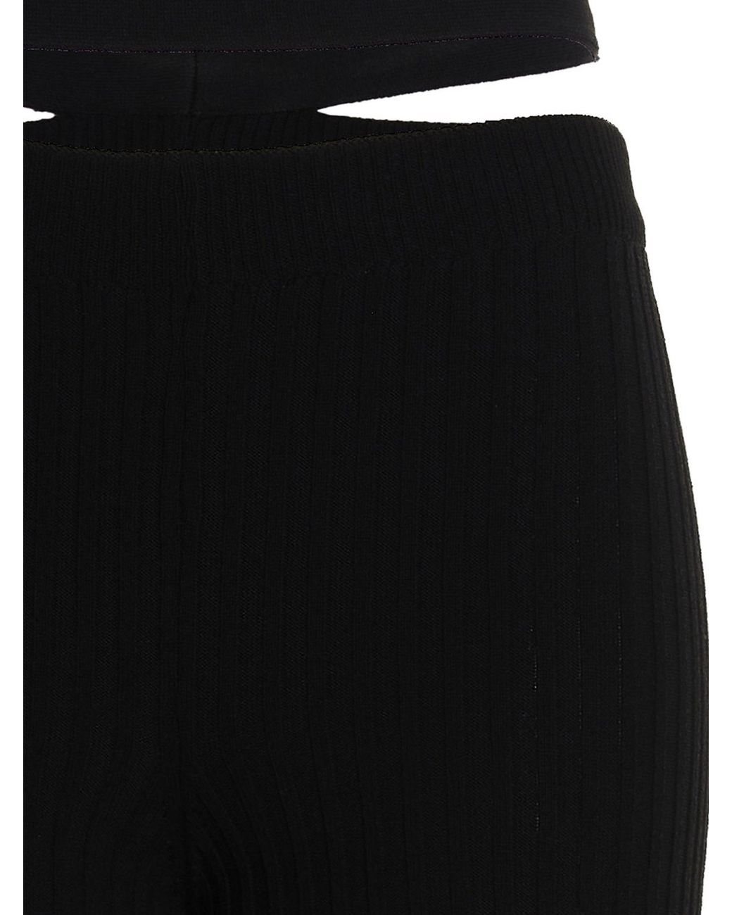 ANDREADAMO Black Ribbed Flared Trousers Pant