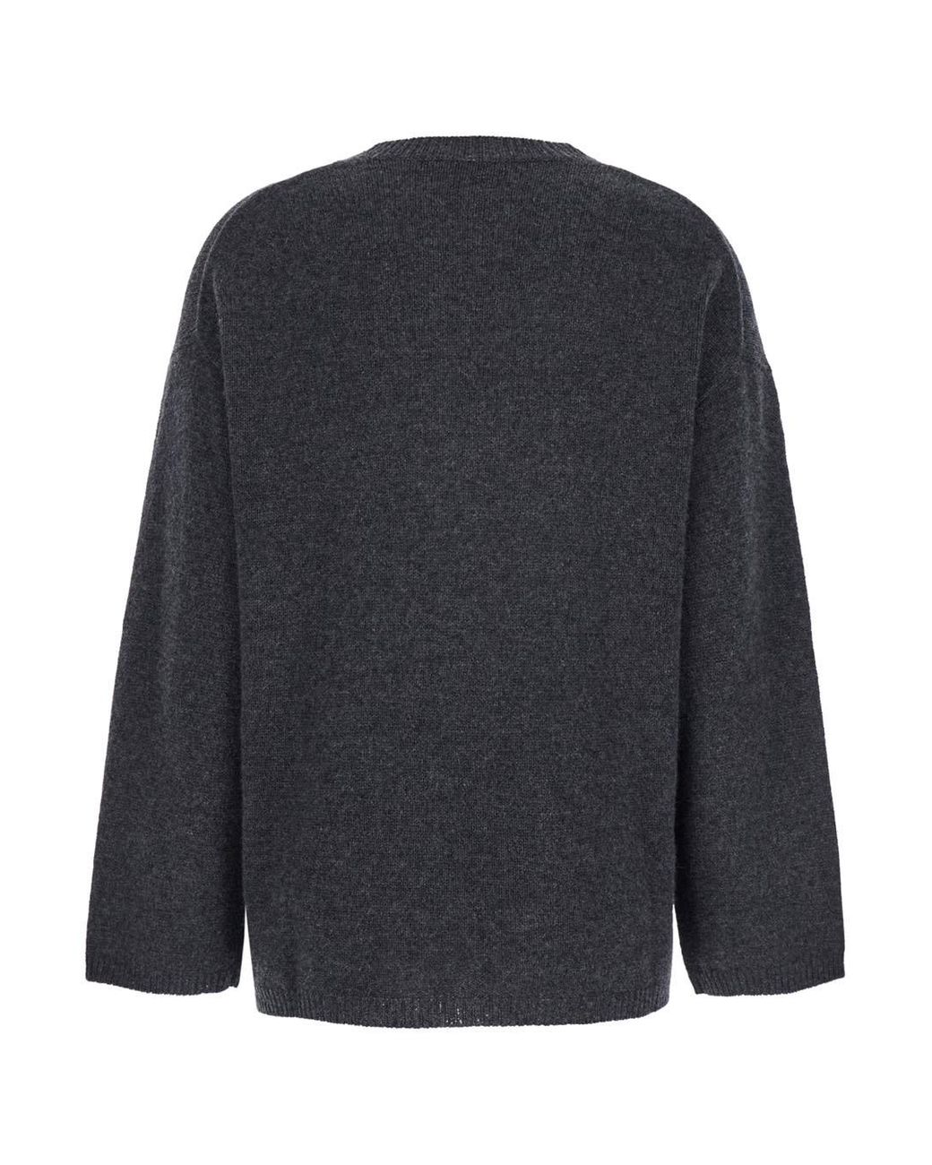 Allude Black Relaxed Crewneck Sweater