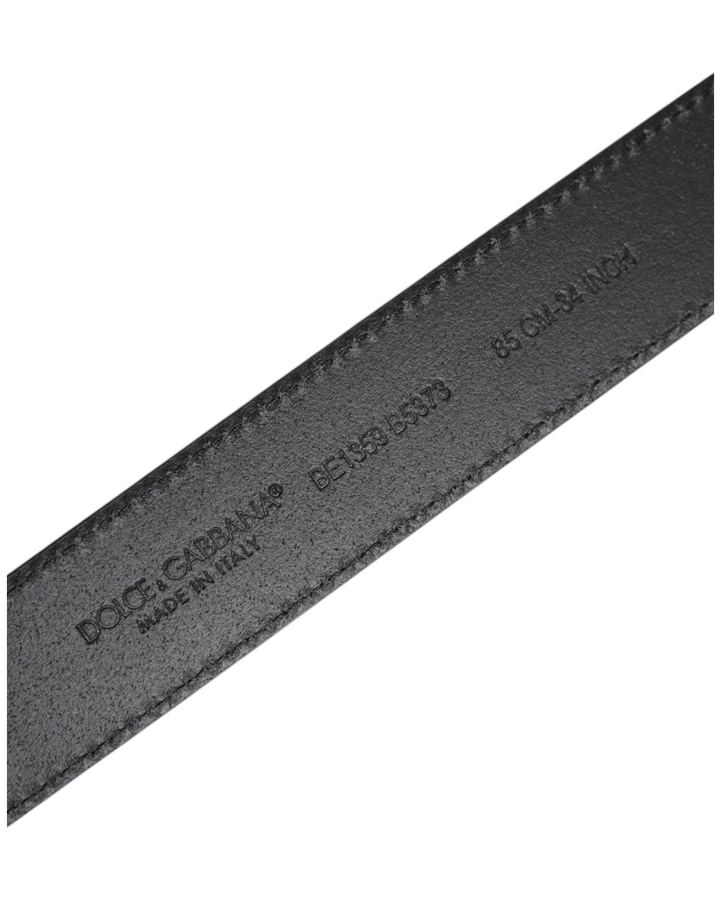 Dolce & Gabbana Black Grained Leather Metal Buckle Belt Calf