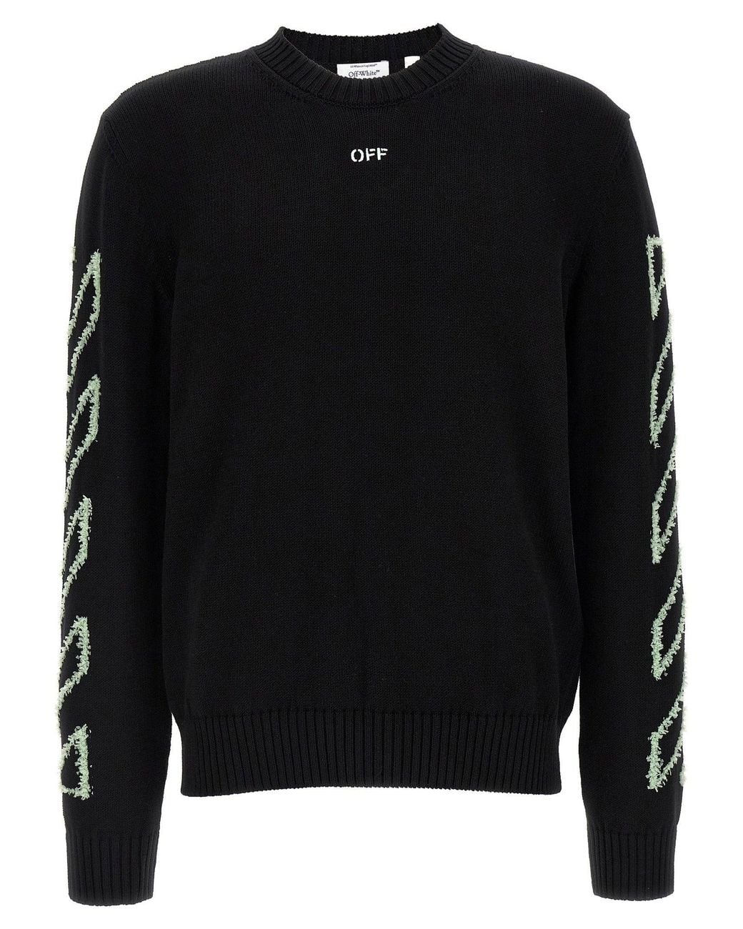 Off-White c/o Virgil Abloh Black Logo-Embroidered Diagonal-Outline Knit Sweater for men