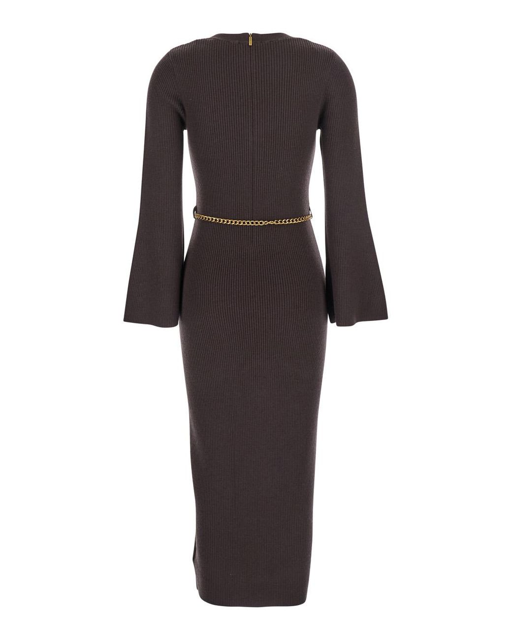MICHAEL Michael Kors Black Dress With Chain Belt And Logo Plaque