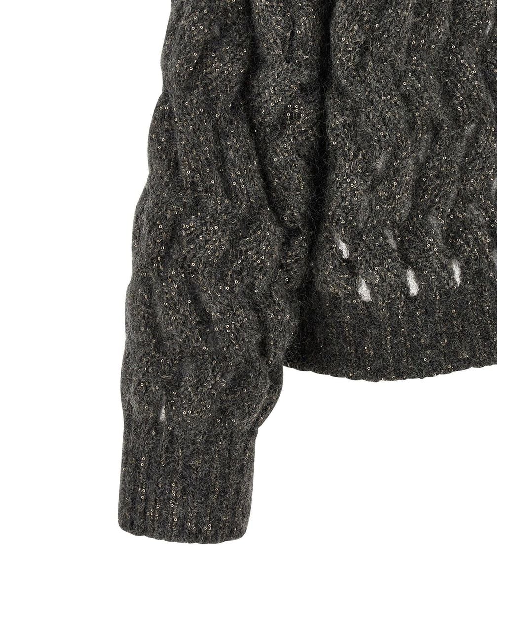 Brunello Cucinelli Gray Dazzling Waves Sweater