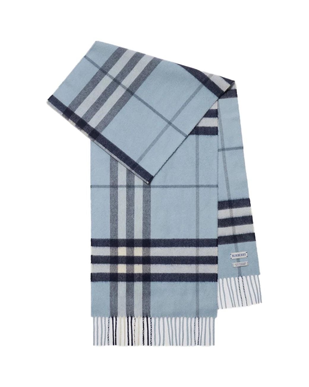 Burberry Blue Check Cashmere Scarf Bank