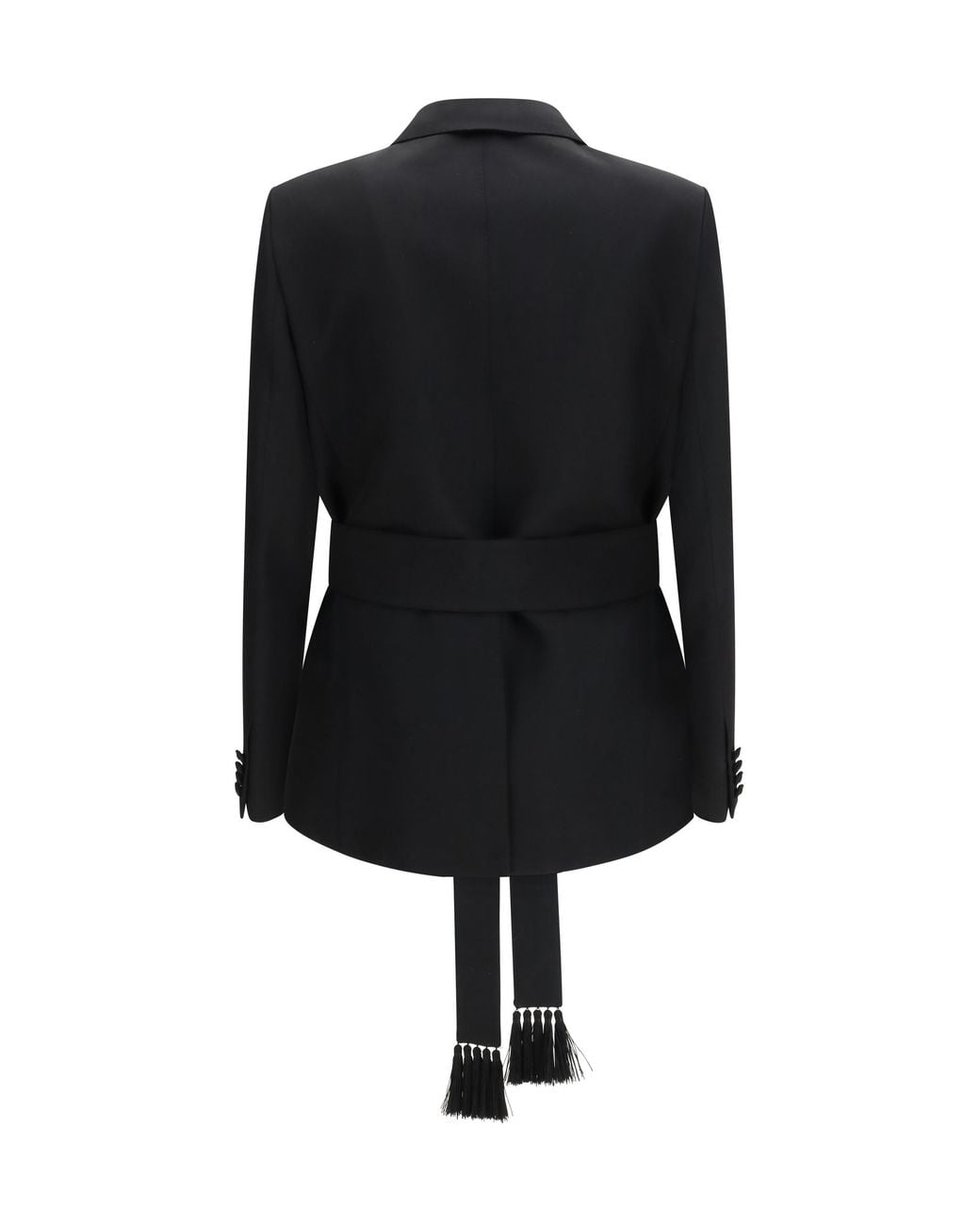 Valentino Black Double-Breasted Virgin Wool Blazer With Belt Outer: Fleece Ovis Aries Blazers E Vests for men