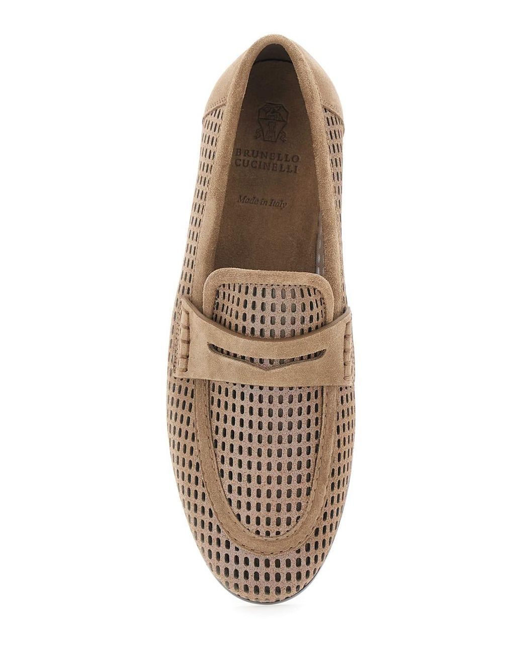 Brunello Cucinelli Brown Slip-On Loafers With Perforated Design