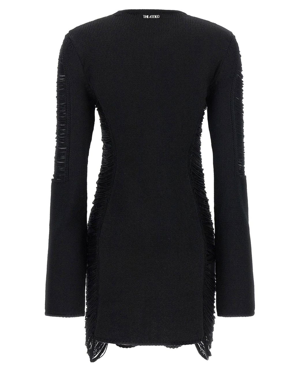 The Attico Black Fringed Knit Dress