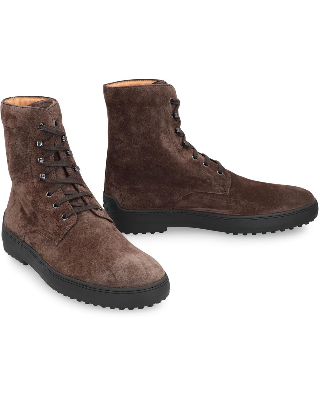 Tod's Brown Lace-Up Suede Ankle Boots Calf for men