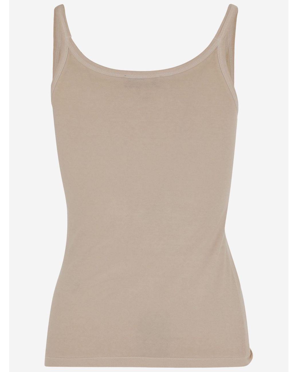 Blumarine Natural Jersey Top With Cast-Effect Logo